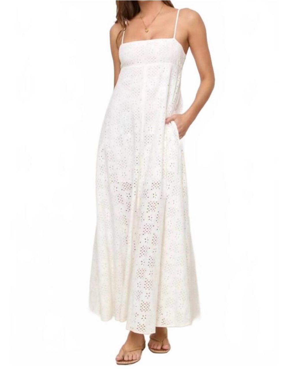 l*space Raveena White Eyelet Maxi Dress